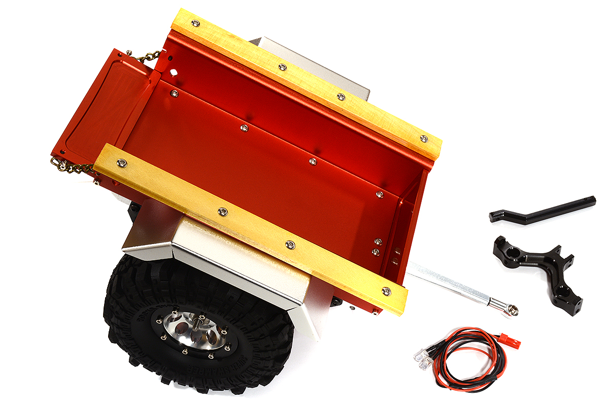 C25800RED Realistic Leaf Spring 1/10 Size Utility Box Trailer for Scale Crawler Truck - Image 1