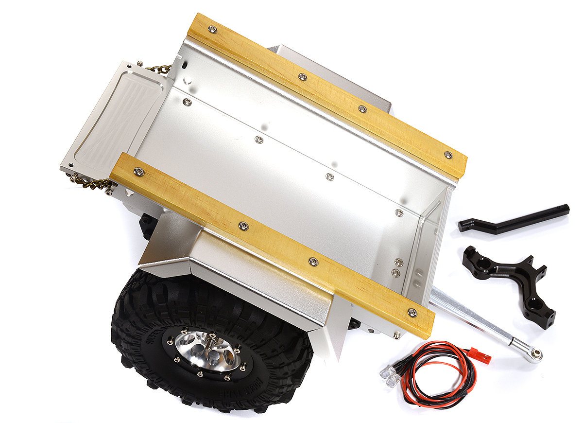 C25800SILVER Realistic Leaf Spring 1/10 Size Utility Box Trailer for Scale Crawler Truck - Image 1