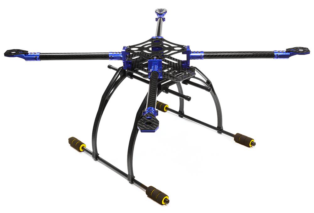 C25864BLUE Custom Machined Alloy+Carbon Fiber Quadcopter Upgrade Frame 550 Size Foldable - Image 1