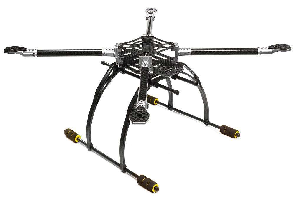 C25864SILVER Custom Machined Alloy+Carbon Fiber Quadcopter Upgrade Frame 550 Size Foldable - Image 1