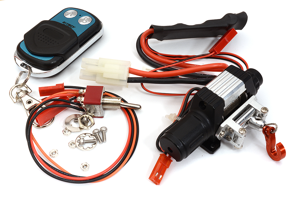 C25875BLACK T10 Realistic High Torque Mega Winch w/ Remote for Scale Rock Crawler 1/10 Size - Image 1