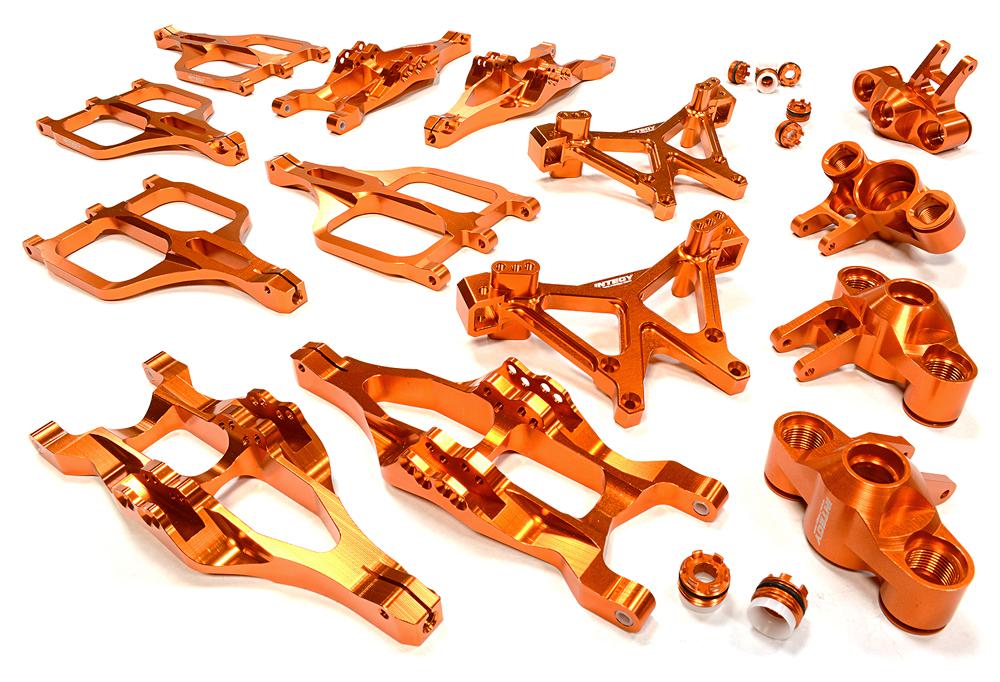 C25958ORANGE Billet Machined Suspension Set for Traxxas 1/10 T-Maxx/E-Maxx 3903/5/8, 4907/8 - Image 1