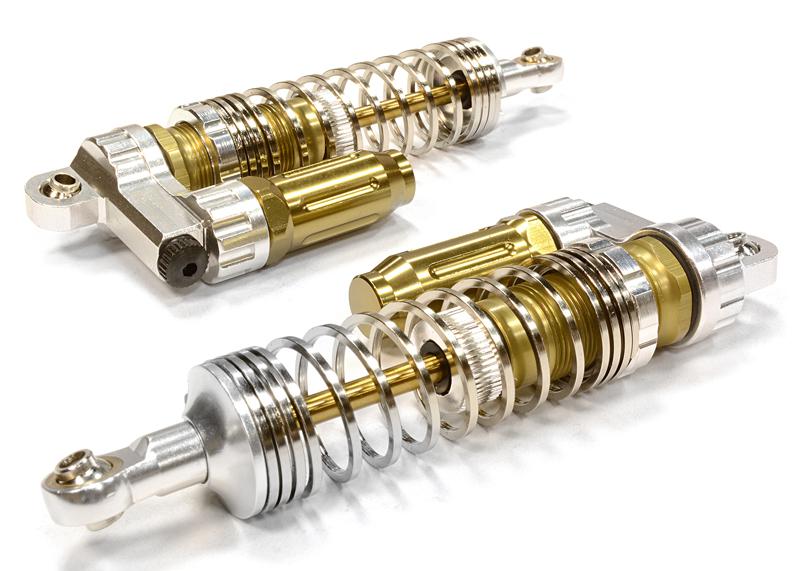 C25983SILVER V2 Progressive Spring Piggyback Shocks for SCX-10, SCX10 II & SCX10 III (L=90mm) - Image 1