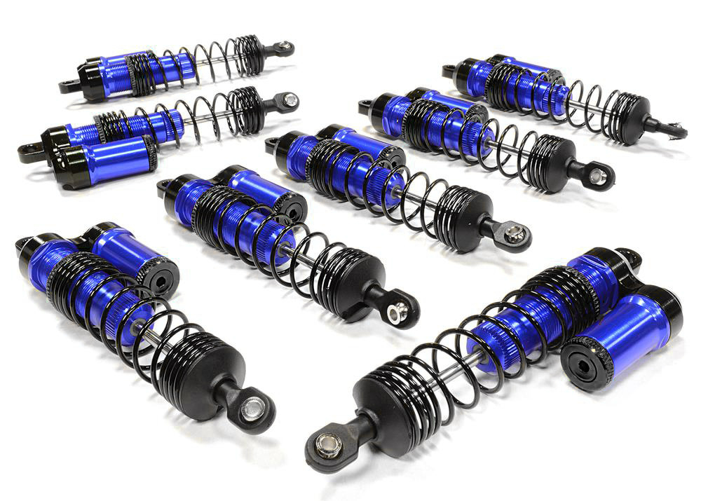 C26065BLUE Machined Piggyback Shock Set (8) for Traxxas 1/10 Scale E-Maxx Brushless 3762A - Image 1