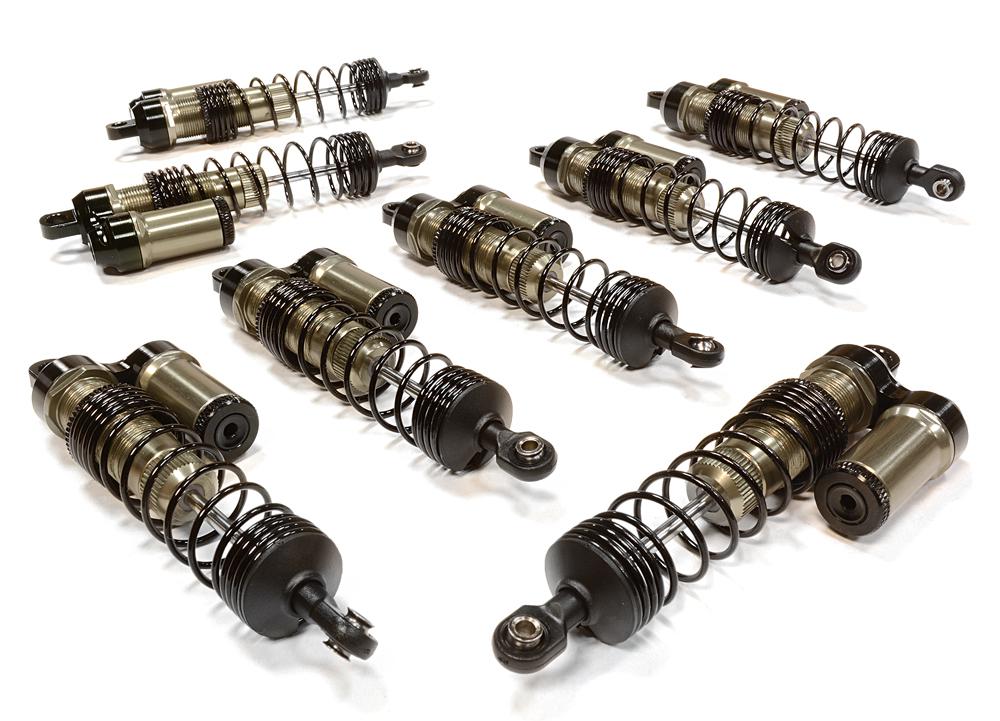 C26065GREY Machined Piggyback Shock Set (8) for Traxxas 1/10 Scale E-Maxx Brushless 3762A - Image 1