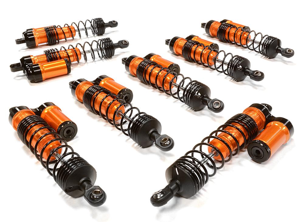C26065ORANGE Machined Piggyback Shock Set (8) for Traxxas 1/10 Scale E-Maxx Brushless 3762A - Image 1