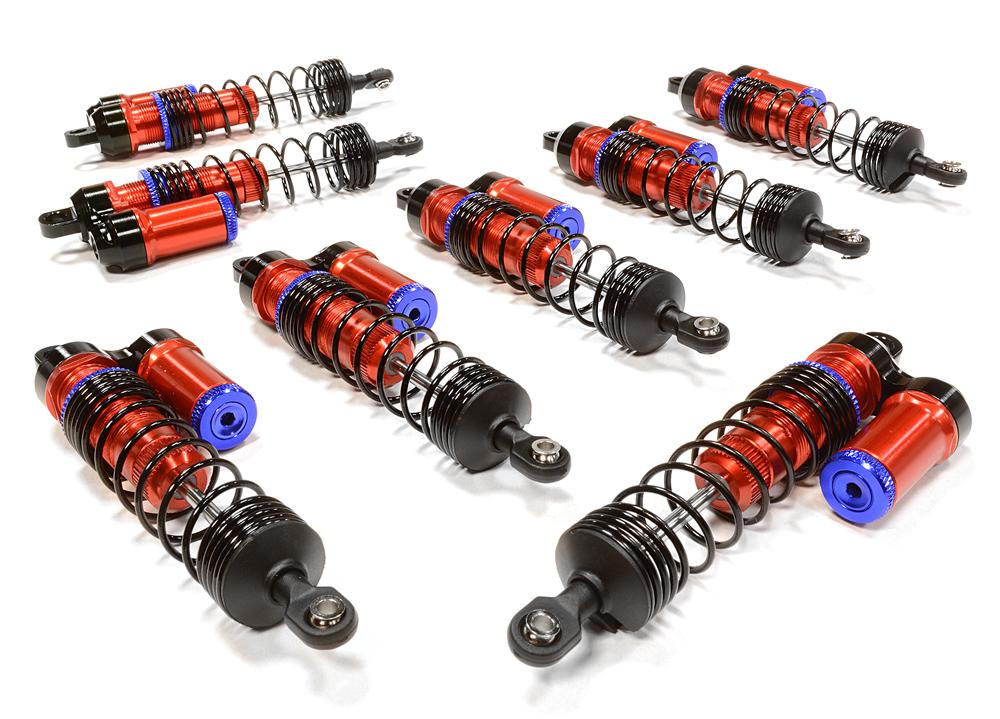 C26065RED Machined Piggyback Shock Set (8) for Traxxas 1/10 Scale E-Maxx Brushless 3762A - Image 1