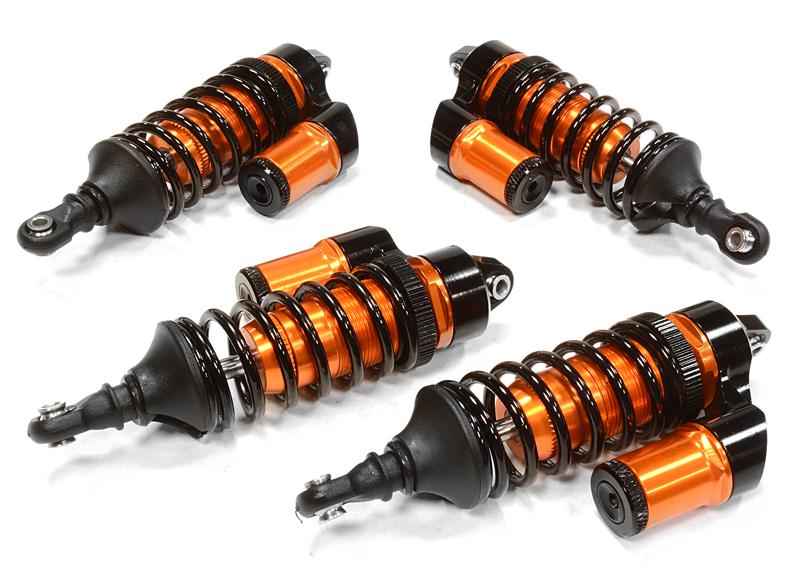 C26072ORANGE Orange Billet Machined Piggyback Shocks (4) for Traxxas 1/10 Scale Summit 4WD - Image 1