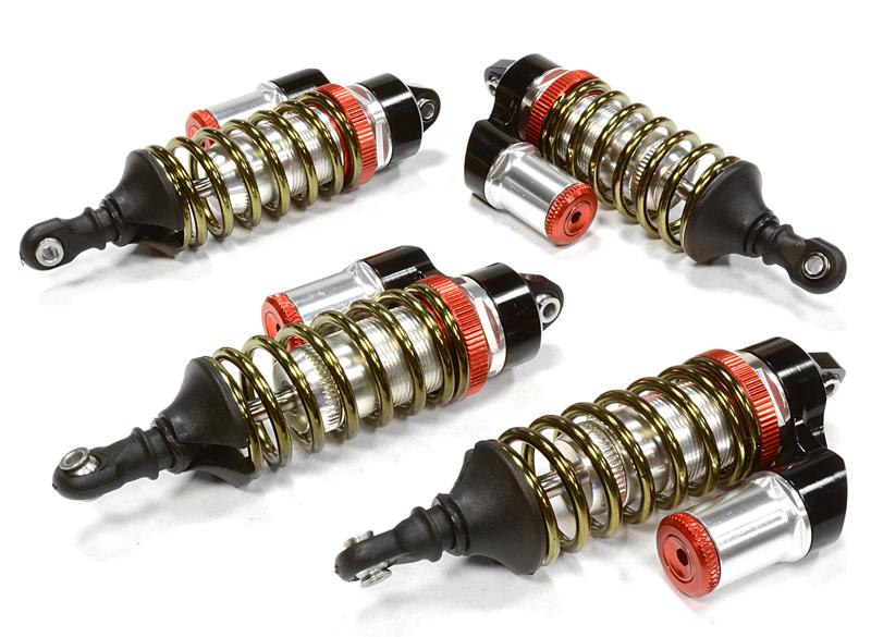 C26072SILVER Billet Machined Piggyback Shock (4) for Traxxas 1/10 Scale Summit 4WD - Image 1