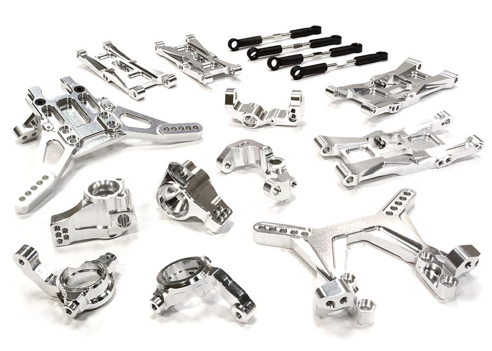 C26074SILVER Billet Machined Suspension Conversion Kit for Associated RC10B5M (ASC90003) - Image 1