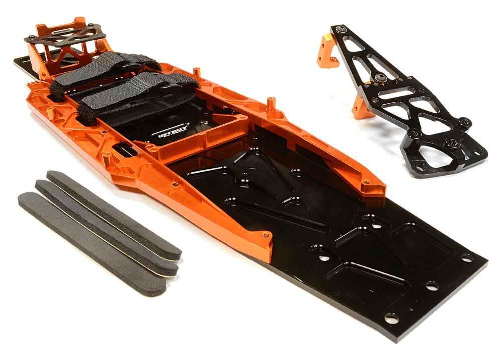 C26146ORANGE Billet Machined Complete LCG Chassis Conversion Kit for Traxxas 1/10 Slash 2WD - Image 1