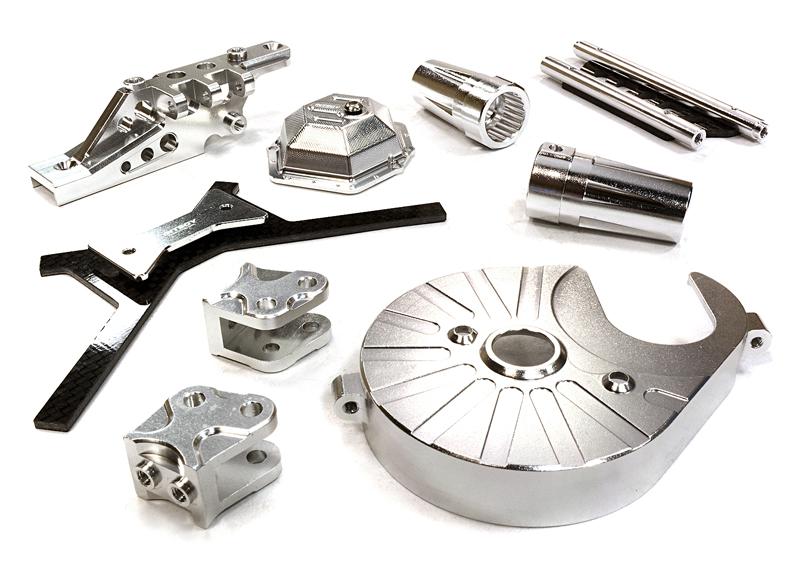 C26157SILVER Billet Machined Stage 3 Hop-Up Set for Axial 1/10 Yeti Rock Racer - Image 1