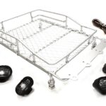 Realistic 1/10 Scale Metal Luggage Tray 147x106mm with 4 LED Spot Light Set