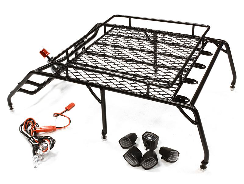 C26167BLACK Realistic 1/10 Scale Metal Luggage Tray 267x169mm with 5 LED Spot Light Set - Image 1