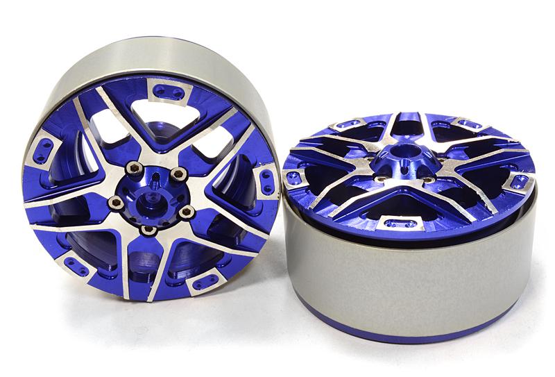 C26171BLUE Billet Machined 5 Spoke Type DA Off-Road 1.9 Size Wheel (2) for Scale Crawler - Image 1