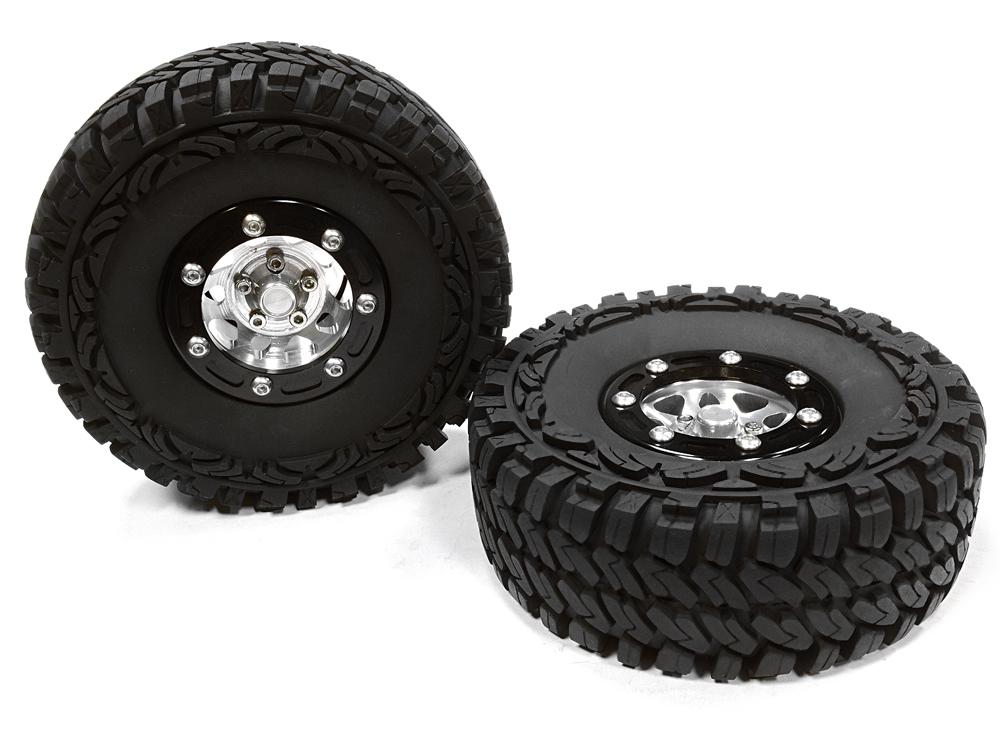 C26175BLACK Billet Machined 10 Spoke 2A 1.9 Wheel & Tire (2) for Scale Crawler (O.D.=113mm) - Image 1