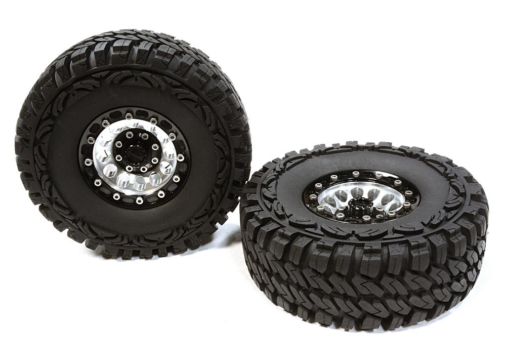C26179BLACK High Mass Billet 12H Spoke OZ 1.9 Wheel & Tire(2) for Scale Crawler (O.D.=113mm) - Image 1