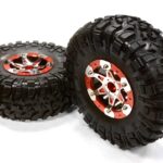 Billet Machined 6 Spoke HX 2.2 Wheel & Tire(2) for 1/10 Rock Crawler(O.D.=135mm)