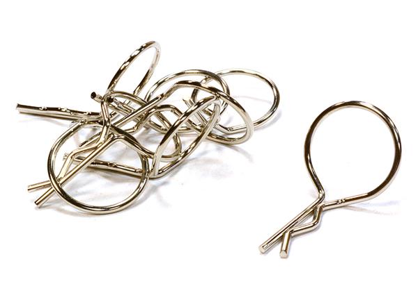 C26246SILVER Anodized Color Bent-Up Body Clips (8) for 1/10 RC Cars & Trucks (LxW=26x16mm) - Image 1