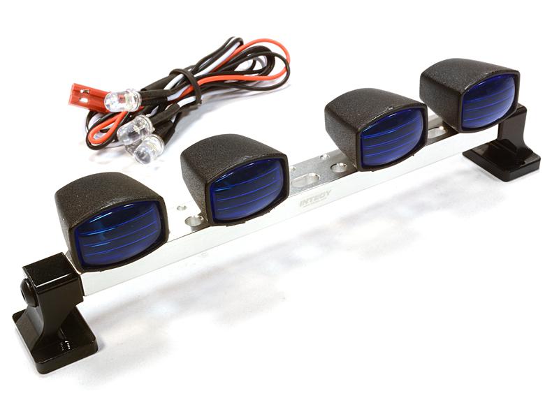 C26286SILVER Billet Machined T7 Realistic Roof Top Blue Color Spot Light (4) w/ LED - Image 1