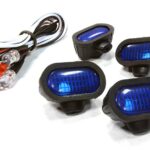 Realistic Blue Color Spot Light (4) w/ LED, Plastic Housing for 1/10 & 1/8 Scale