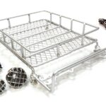 Realistic 1/10 Scale Metal Luggage Tray 165x110mm with 4 LED Spot Light Set