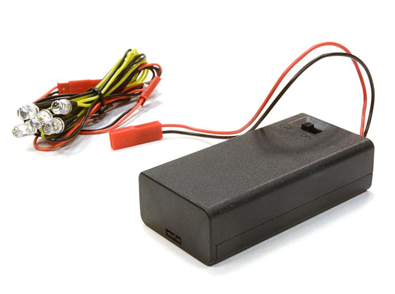 C26351YELLOW Plastic Battery Box w/ 5pcs 5mm Size LED Light - Image 1