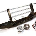 Realistic Metal Front Bumper with LED for Axial SCX-10 43mm Mount