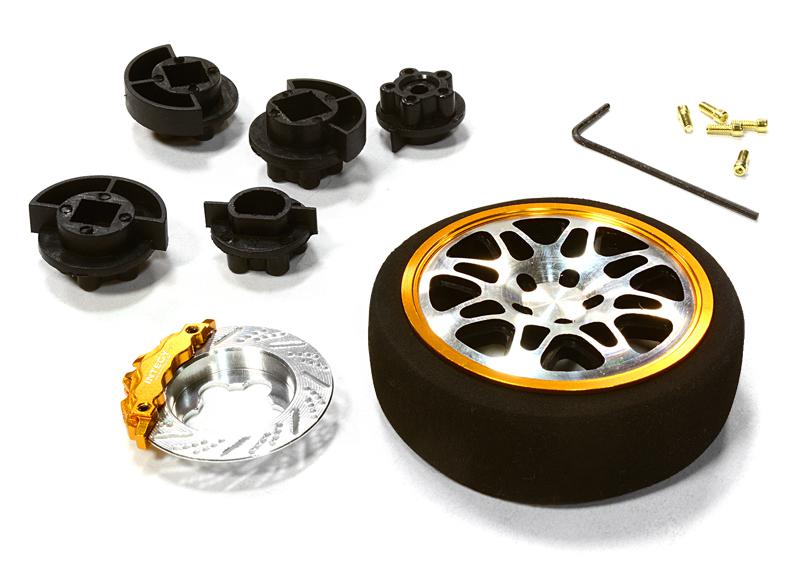 C26403BLACKGOLD Dual 8 Spoke Steering Wheel Set for Most HPI, Futaba, Airtronics, Hitec & KO - Image 1