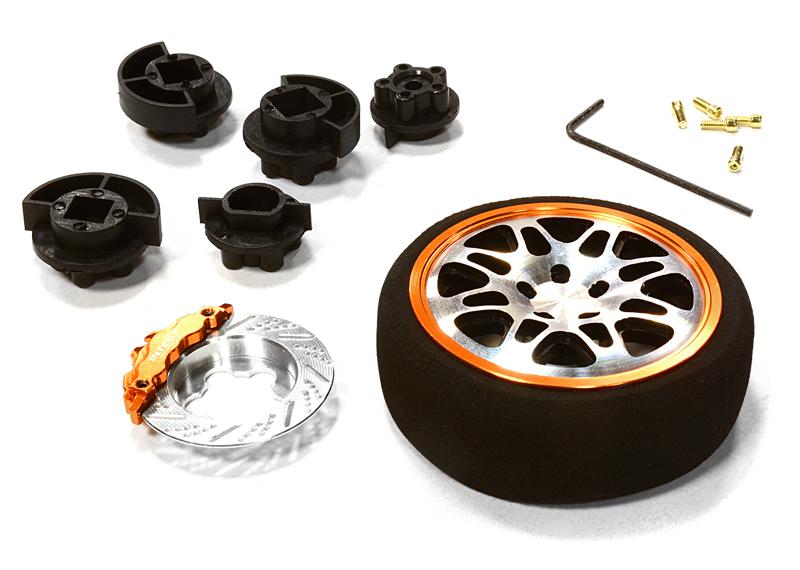 C26403BLACKORANGE Dual 8 Spoke Steering Wheel Set for Most HPI, Futaba, Airtronics, Hitec & KO - Image 1