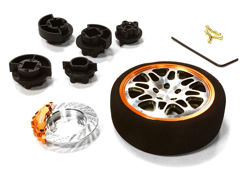 C26403GUNORANGE Dual 8 Spoke Steering Wheel Set for Most HPI, Futaba, Airtronics, Hitec & KO - Image 1