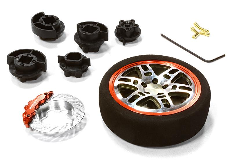 C26405GUNRED Dual 6 Spoke Steering Wheel Set for Most HPI, Futaba, Airtronics, Hitec & KO - Image 1