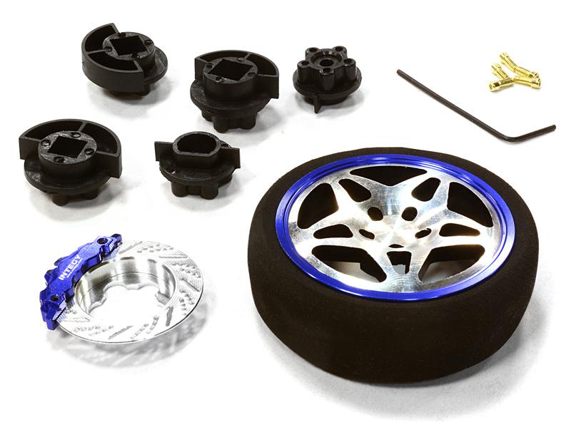 C26406BLACKBLUE Dual 5 Spoke Steering Wheel Set for Most HPI, Futaba, Airtronics, Hitec & KO - Image 1