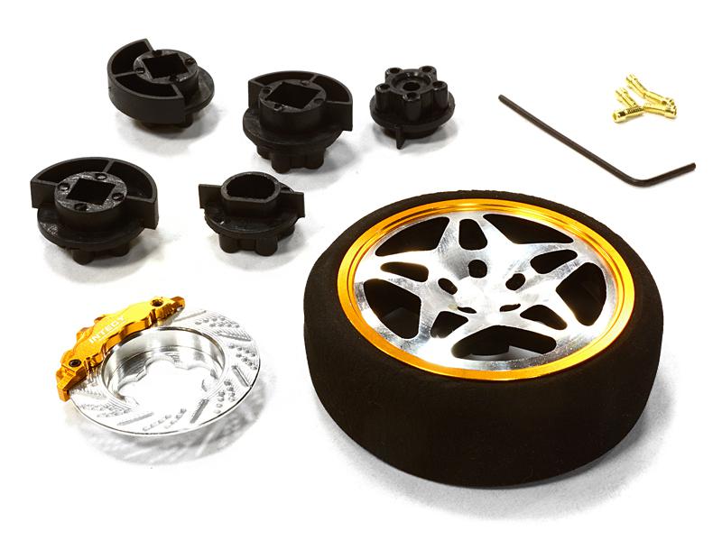 C26406BLACKGOLD Dual 5 Spoke Steering Wheel Set for Most HPI, Futaba, Airtronics, Hitec & KO - Image 1