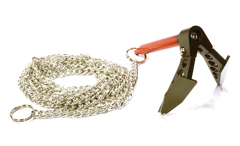 C26411GUN Billet Machined Realistic Scale Model Portable Winch Anchor w/ Chain 1/10 Size - Image 1