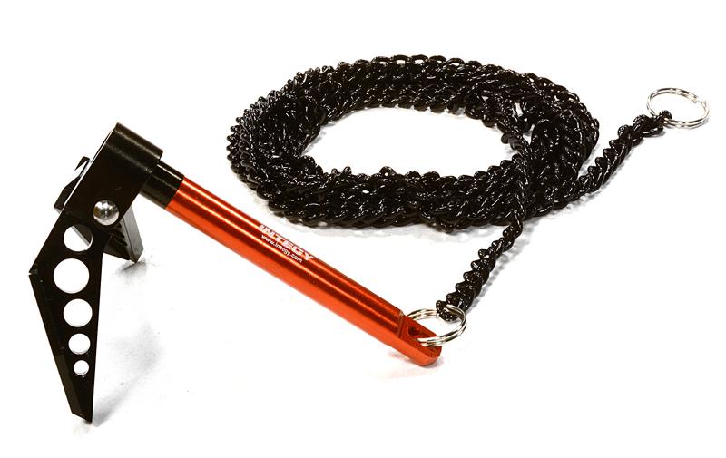 C26412BLACK Billet Machined Realistic Scale Model Portable Winch Anchor w/ Chain 1/10 Size - Image 1