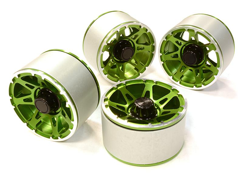 C26441GREEN High Mass 2.2 Size Alloy A7 Spoke Beadlock Wheel (4) for Scale Off-Road Crawler - Image 1