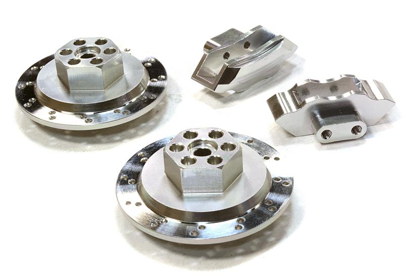 C26453SILVER Realistic Alloy Machined Rear Brake Hex Hub Set for HPI 1/10 Scale E10 On-Road - Image 1