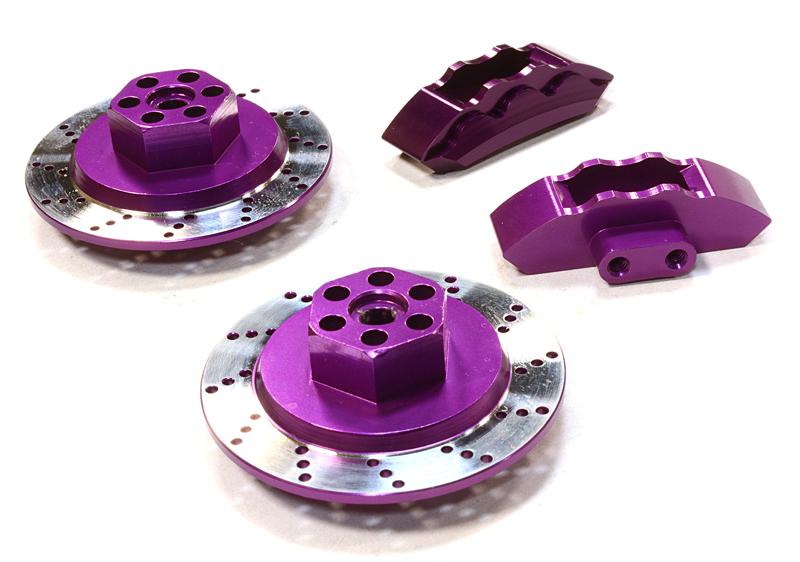 C26454PURPLE Realistic Alloy Machined Front Brake Hex Hub Set for HPI 1/10 Scale E10 On-Road - Image 1