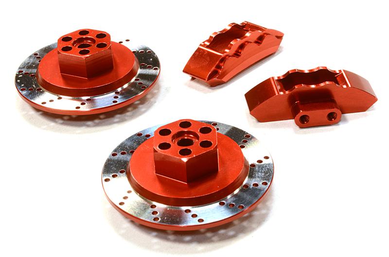 C26454RED Realistic Alloy Machined Front Brake Hex Hub Set for HPI 1/10 Scale E10 On-Road - Image 1
