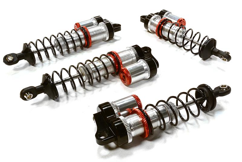 C26458SILVER Billet Machined Piggyback Shock Set for Traxxas 1/10 Rustler 2WD & Bandit VXL - Image 1