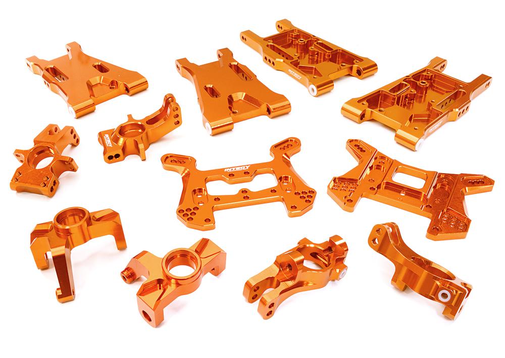 C26467ORANGE Orange Billet Machined Suspension Upgrade Kit for HPI 1/8 Scale Apache C1 Flux - Image 1