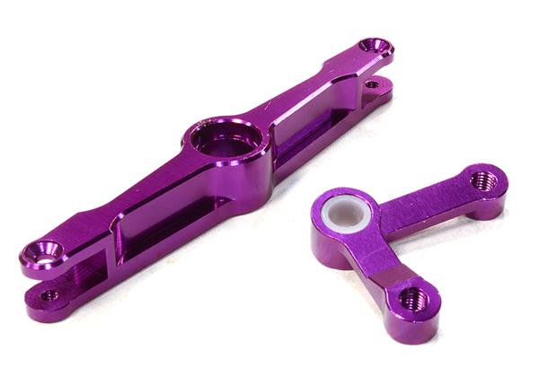 C26468PURPLE Billet Machined Servo Saver Steering Lever Arm for HPI 1/10 Scale Crawler King - Image 1