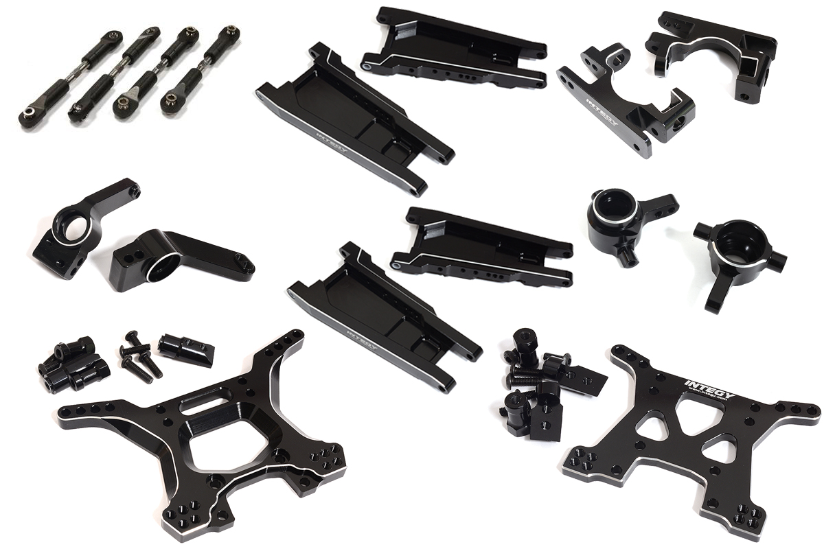C26516BLACK Black Stage 1 Billet Machined Suspension Upgrade for Traxxas 1/10 Slash 4X4 LCG - Image 1