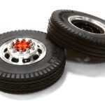 Machined Alloy T5 Front Wheel & XE Tire Set for Tamiya 1/14 Scale Tractor Trucks