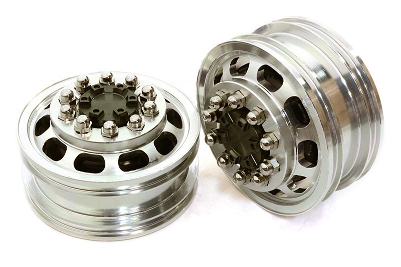 C26589GUN Billet Machined Alloy T5 Front Wheel Set for Hex Type 1/14 Scale Tractor Trucks - Image 1