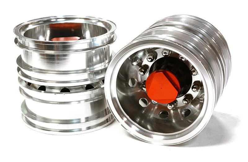 C26594RED Machined Alloy T6 Rear Dually Wheel (2) for Tamiya 1/14 Scale Tractor Trucks - Image 1