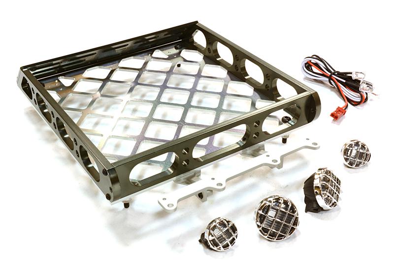 C26596GUN Realistic 1/10 Scale Alloy Luggage Tray 167x134x29mm with 4 LED Spot Light Set - Image 1