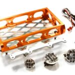 Realistic 1/10 Scale Alloy Luggage Tray 97x116x29mm with 4 LED Spot Light Set