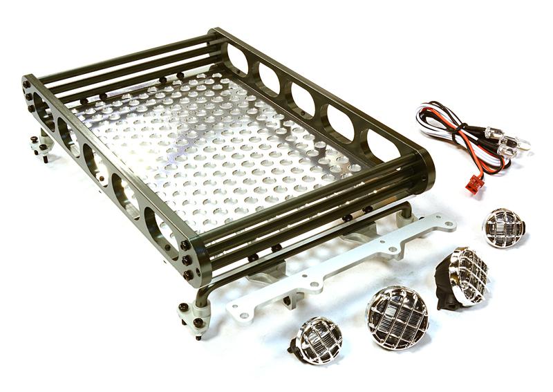 C26610GUN Realistic 1/10 Scale Alloy Luggage Tray 188x110x38mm with 4 LED Spot Light Set - Image 1